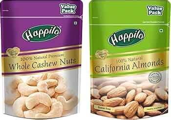 Happilo 100% Natural Premium Whole Cashew 500g Value Pack & Happilo 100 ...