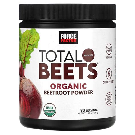 Total Beets, Organic Beetroot Powder, 15.9 oz (450 g), Force Factor ...