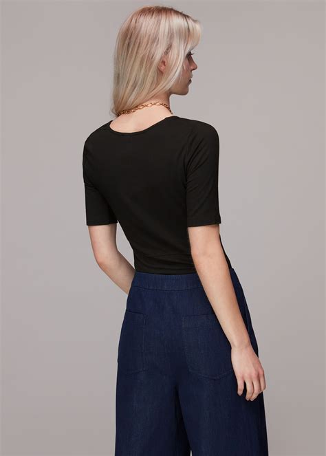 Black Square Neck T-Shirt | WHISTLES | Whistles UK