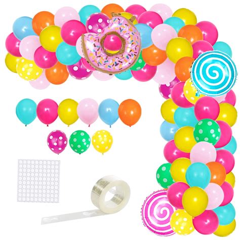 Candy Balloon Garland Arch Kit - Rose Red Teal Blue Yellow Balloons ...