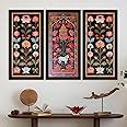 PAPER PLANE DESIGN Madhubani paintings for living room. Set of 3 canvas ...