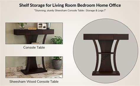 NAVYA FURNITURE Solid Sheesham Wood Console Table with Shelf Storage ...
