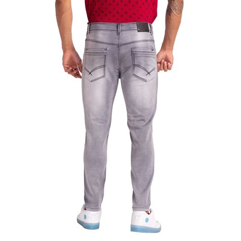 Men Grey Skinny Cropped Fit Dobby Cotton Blend Jeans – MyRaymond