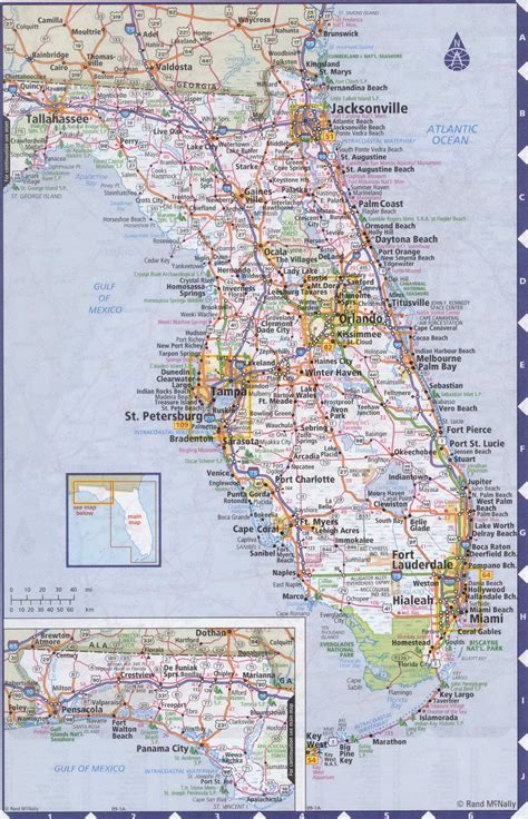 Map of Florida state with highways,roads,cities,counties. Florida map image