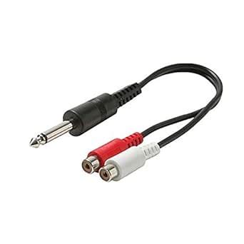 6" Inch 1/4" Mono Male 2 RCA Female Adapter Cable 6.3mm Jacks Phono ...
