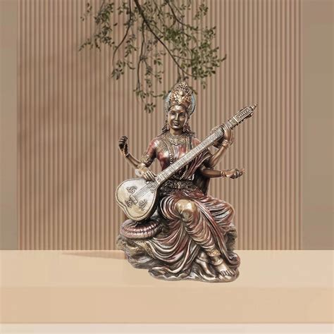 Polyresin Saraswati Statue - Copper Finish – Winnkraft