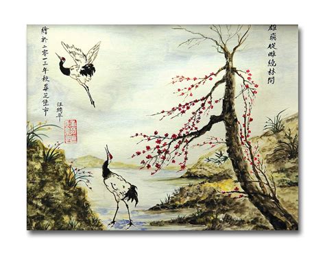 Tamatina Oriental Art Canvas Paintings | Japanese Art of Oriental Birds ...