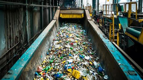 Conveyor belt transporting recycled plastic in a factory | Premium AI ...