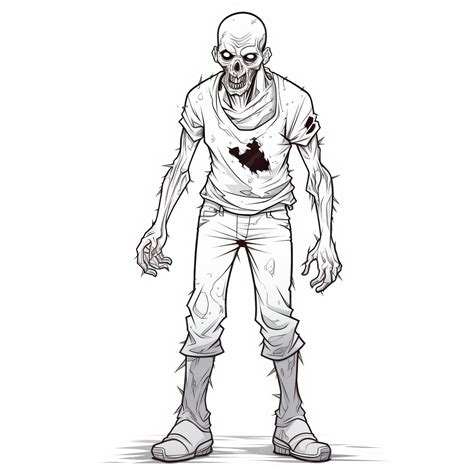 Premium Photo | Cartoonish Zombie Drawing In Clean Line Work Style