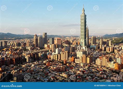 Aerial Panorama Over Downtown Taipei, Capital City of Taiwan with View ...