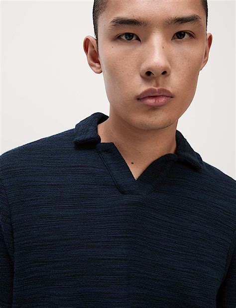 Buy Cotton Rich Textured Polo Shirt at Marks & Spencer