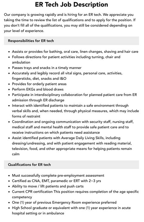 Image result for ER Tech Job