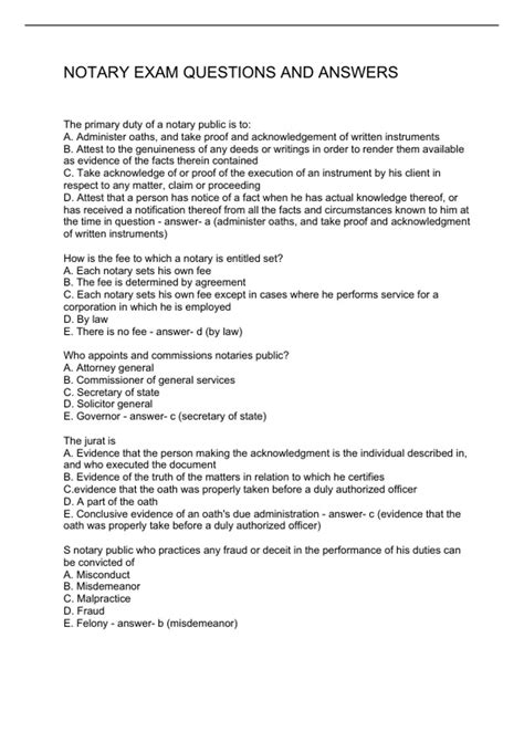 Image result for Answer Key for Notary Test