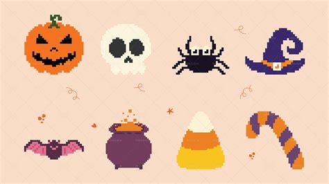 Halloween Pixel Art Illustration Set - Graphics | Motion Array