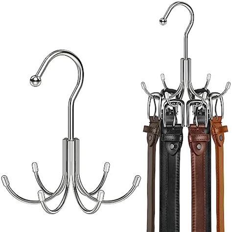 Belt Hanger, HOMEBROS Silver 360° Rotatable Metal Belt Holder Hooks for ...