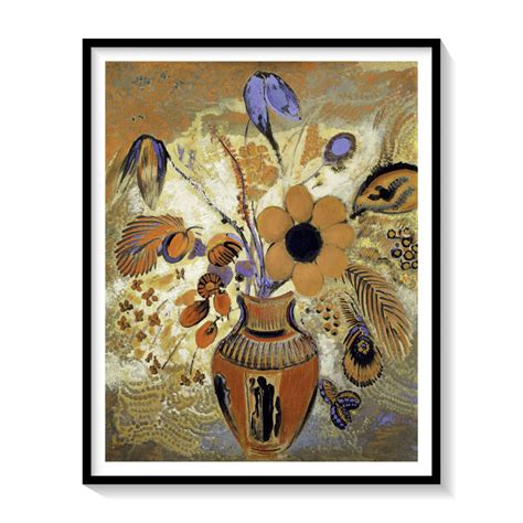 Etruscan Vase with Flowers Painting & Wall Art Print by Odilon Redon ...