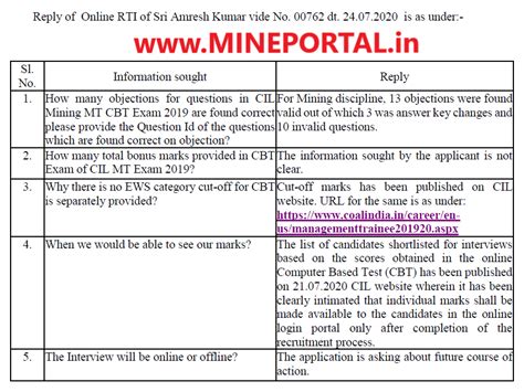 RTI_REPLY_NUMBER OF WRONG QUE | Mine Portal - India's No.1 Mining Exams ...