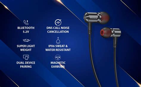 Maxx NX3 in-Ear Bluetooth Neckband with Mic, Smart Magnetic Buds Upto ...