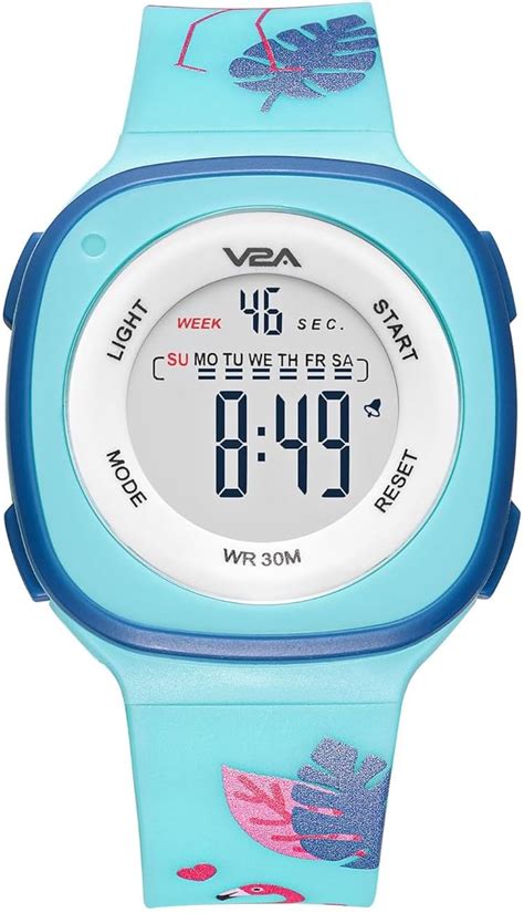 V2A Resin Girls Swan Watch - Cartoon Printed Band Digital Sports Watch ...