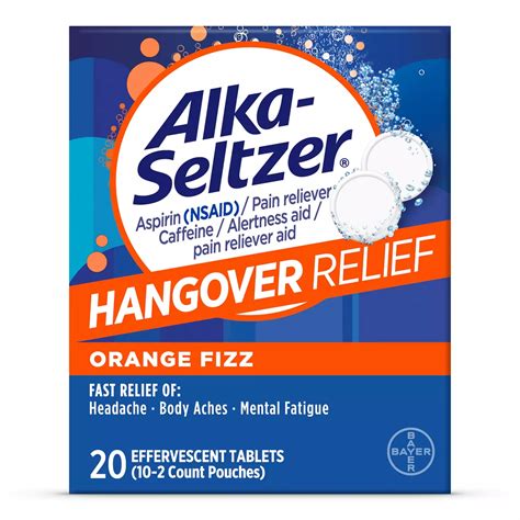 Alka-Seltzer Hangover Relief Effervescent Tablets Orange Fizz - Shop ...