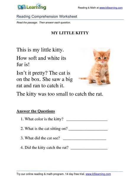 Calaméo Reading Comprehension Worksheet Grade 1 Kitty — db-excel.com