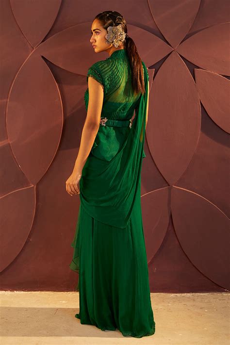 Verte Draped Sari set – PARUL & PREYANKA CLOTHING