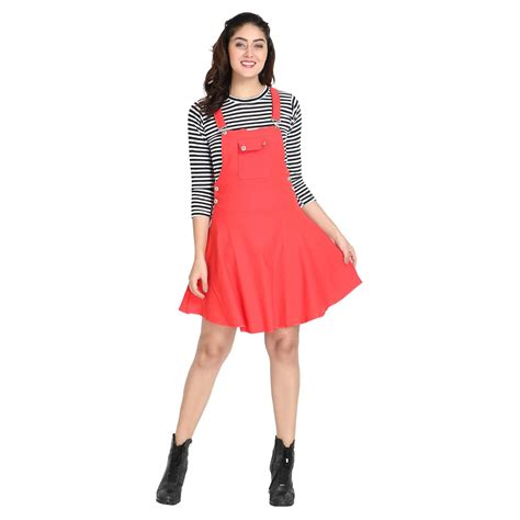Buy DIMPY GARMENTS Blended Women's Above the Knee Dungaree Dress With ...