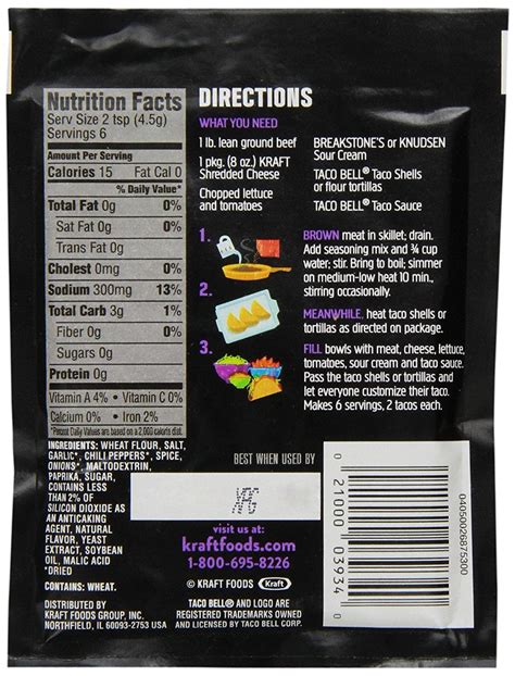 Taco Bell Seasoning Packet Heb at Philip Ayala blog