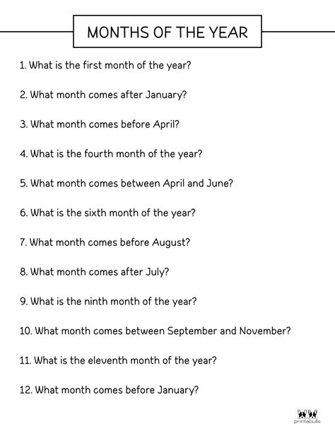 Months Of The Year Printable - Printable Free Templates