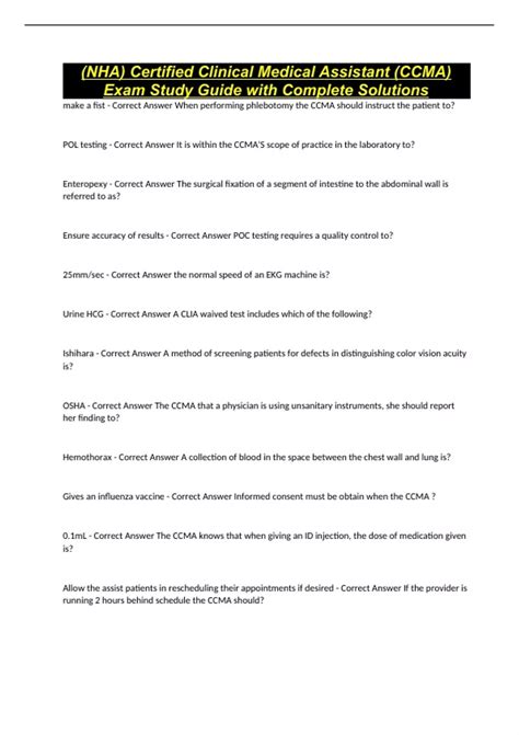 (NHA) Certified Clinical Medical Assistant (CCMA) Exam Study Guide with ...