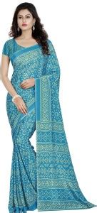 Buy DESIGN WILLA Printed Madhubani Crepe Blue, Yellow Sarees Online ...