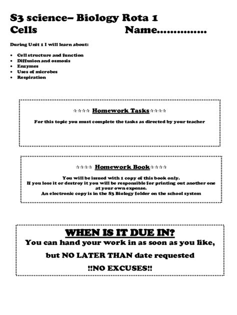 Fillable Online craigiehighschool ea dundeecity sch S3 science Biology ...