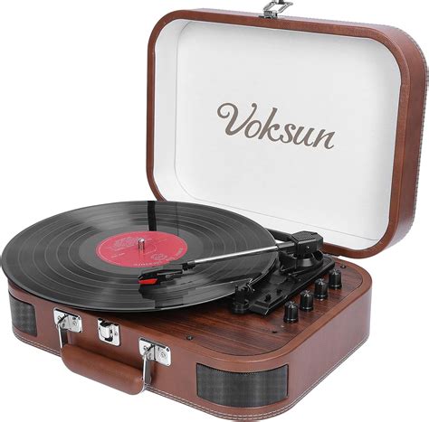 Vinyl Record Player, 3 Speeds Belt Driven Suitcase Portable Turntable ...
