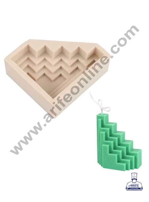 CAKE DECOR™ 3D Silicon 1 Cavity Geometric Staircase Abstract Shape Sil ...