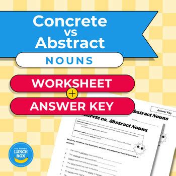 Concrete and Abstract Nouns Worksheet by Mrs Parker's Lunch Box | TPT