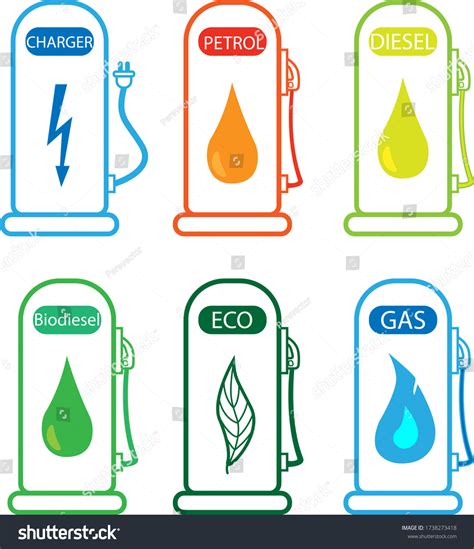 Set Icons Symbols Various Types Gas Stock Vector (Royalty Free ...