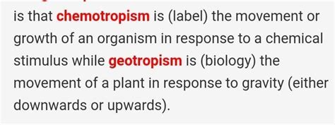 Differentiate between chemotropism and geotropism giving a suitable ...