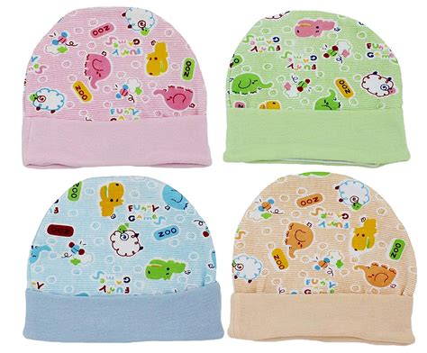 Buy Neska Moda Baby Boys and Girls Pack of 4 Cotton Caps for 0 to 12 ...