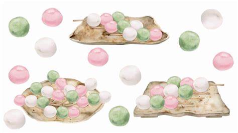 Modèle sans couture aquarelle avec bonbons japonais traditionnels ...