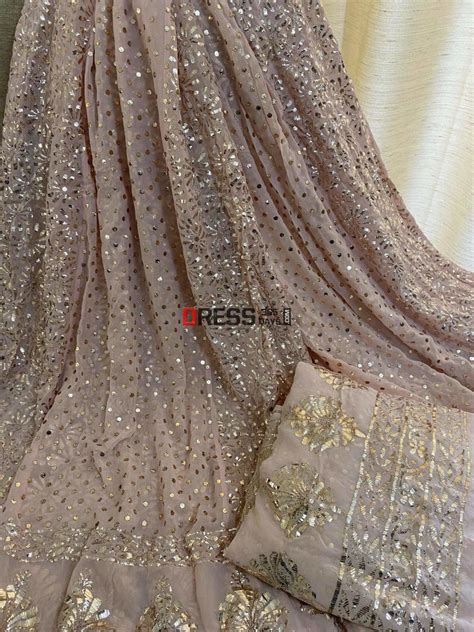 Peachy Pink Mukaish Lehenga Set – Dress365days