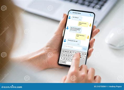 Person Sending Text Message from Smartphone Stock Image - Image of ...