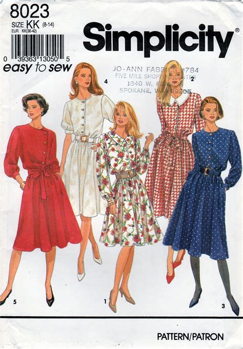 Simplicity Sewing Pattern 8023 c.1992 EASY TO SEW Misses & Petites ...