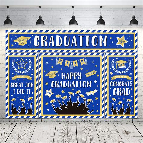 Whaline 4pcs Graduation Backdrop Banner Large Congrats Grad Porch Sign ...