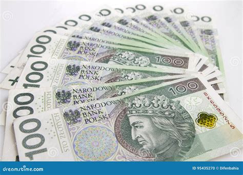Polish Currency. Fan of Polish 100 Zloty Banknotes Editorial Image ...