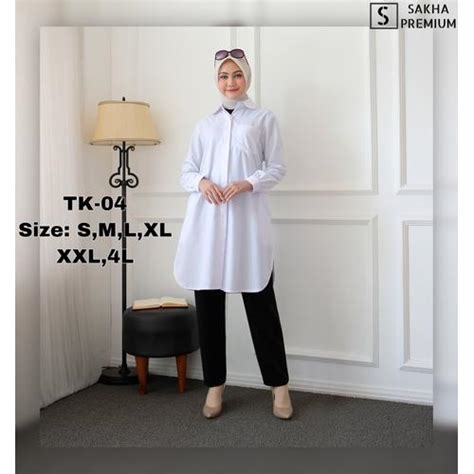 Promo Tunik atasan putih wanita muslim kantor formal seragam PNS guru ...