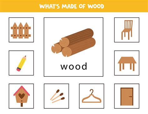What is made of wood. Cards for children. 7766638 Vector Art at Vecteezy