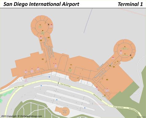 San Diego Airport Terminal 1 Map - Ontheworldmap.com