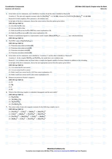 Coordination Compounds Study Notes for JEE Main 2023 - ShareMyNotes ...