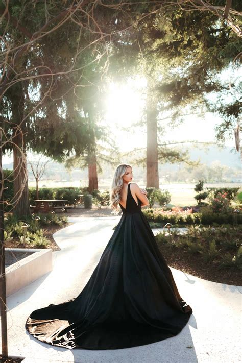 7755BLK | Stella York | Modern Luxe Black Ballgown Wedding Dress with Deep V-Neckline | Essense ...