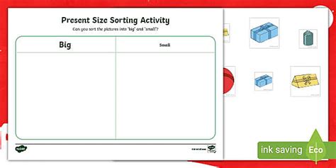 Present Size Sorting Worksheet / Worksheets (teacher made)